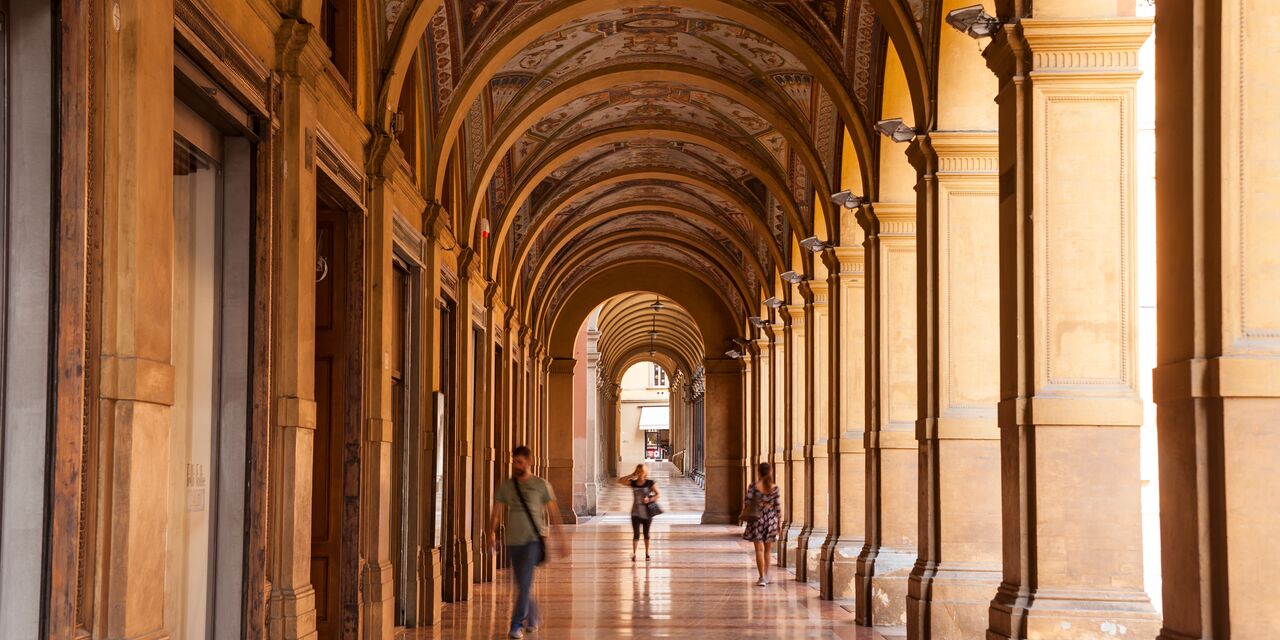 The porticos along the Via Farini