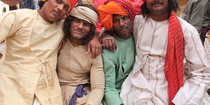 Extras on a Bollywood film set