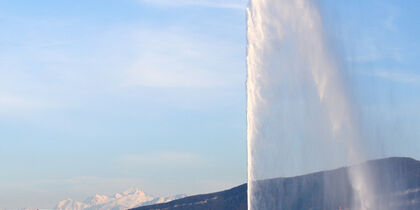 The fountain at sunset