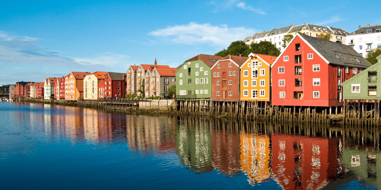 Colourful waterfront houses