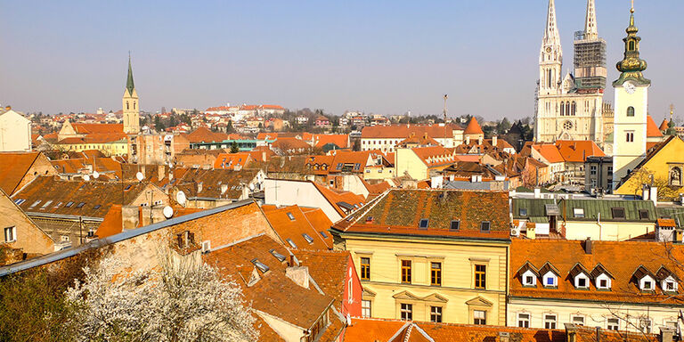 The cathedral towers over the city