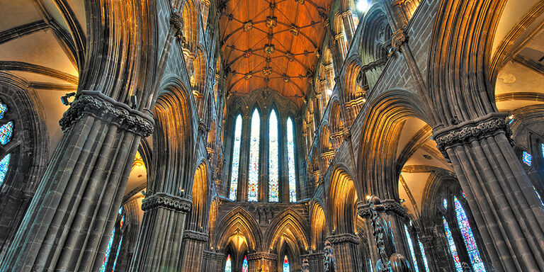 The 14th-century wooden ceiling