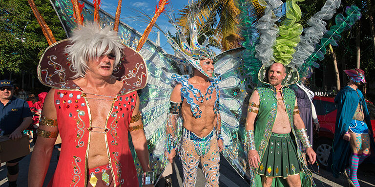 Partygoers in costumes at Fantasy Fest