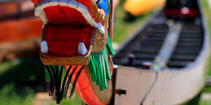 The bow of a dragon boat